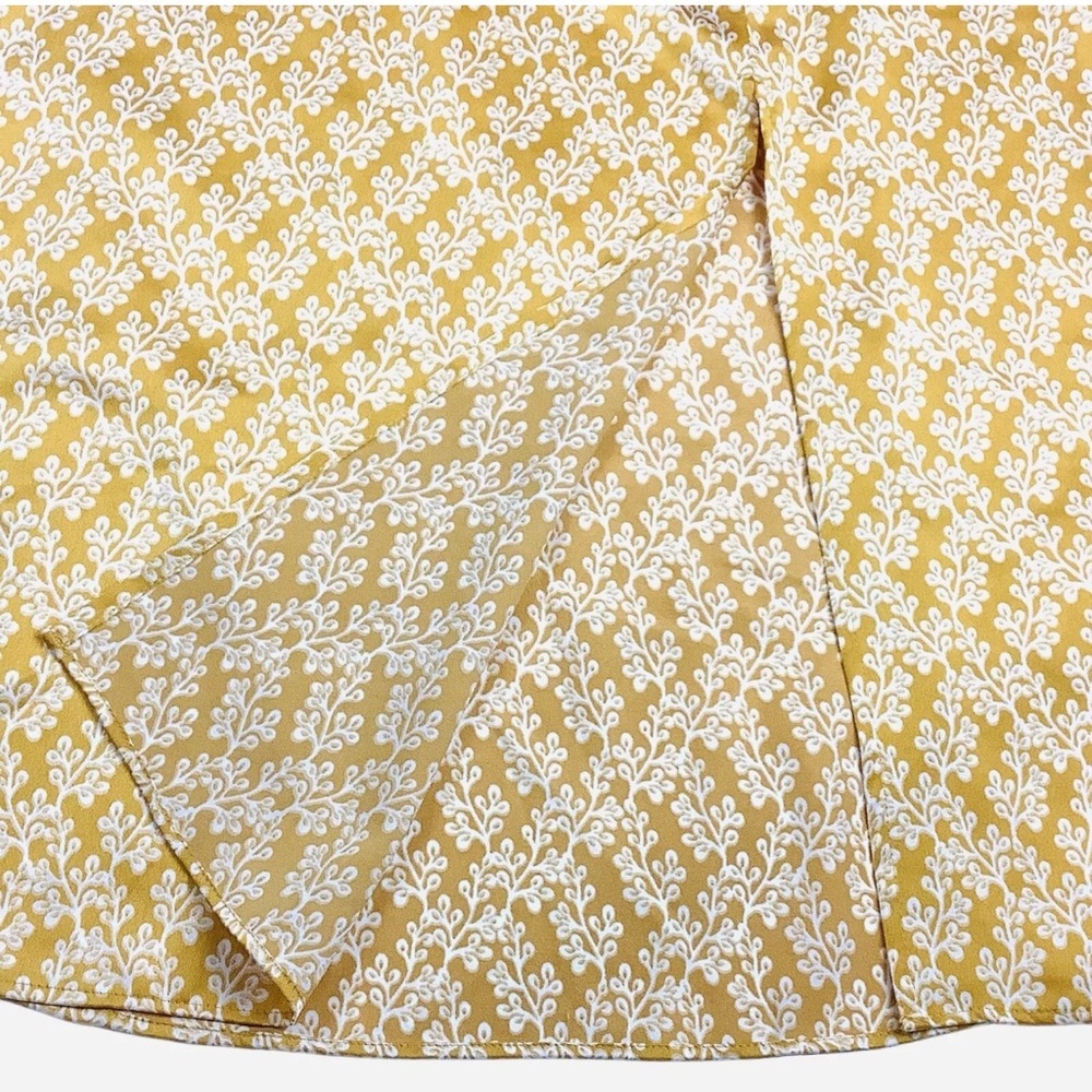 Ann Taylor LOFT Women’s Skirt A-Line Slit Yellow White Satin Dainty 2 - Picture 6 of 7